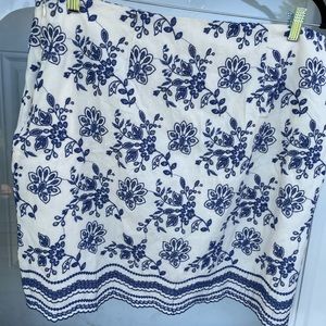 Loft off white with Navy embroidered skirt